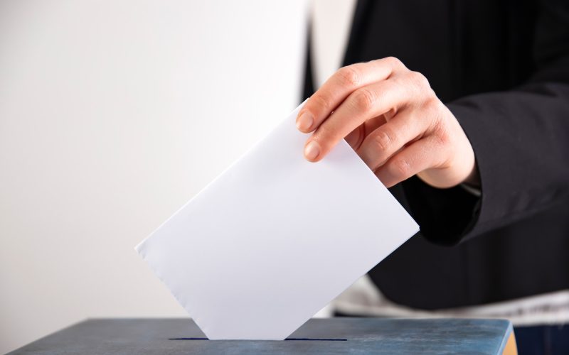 Woman votes on election day.